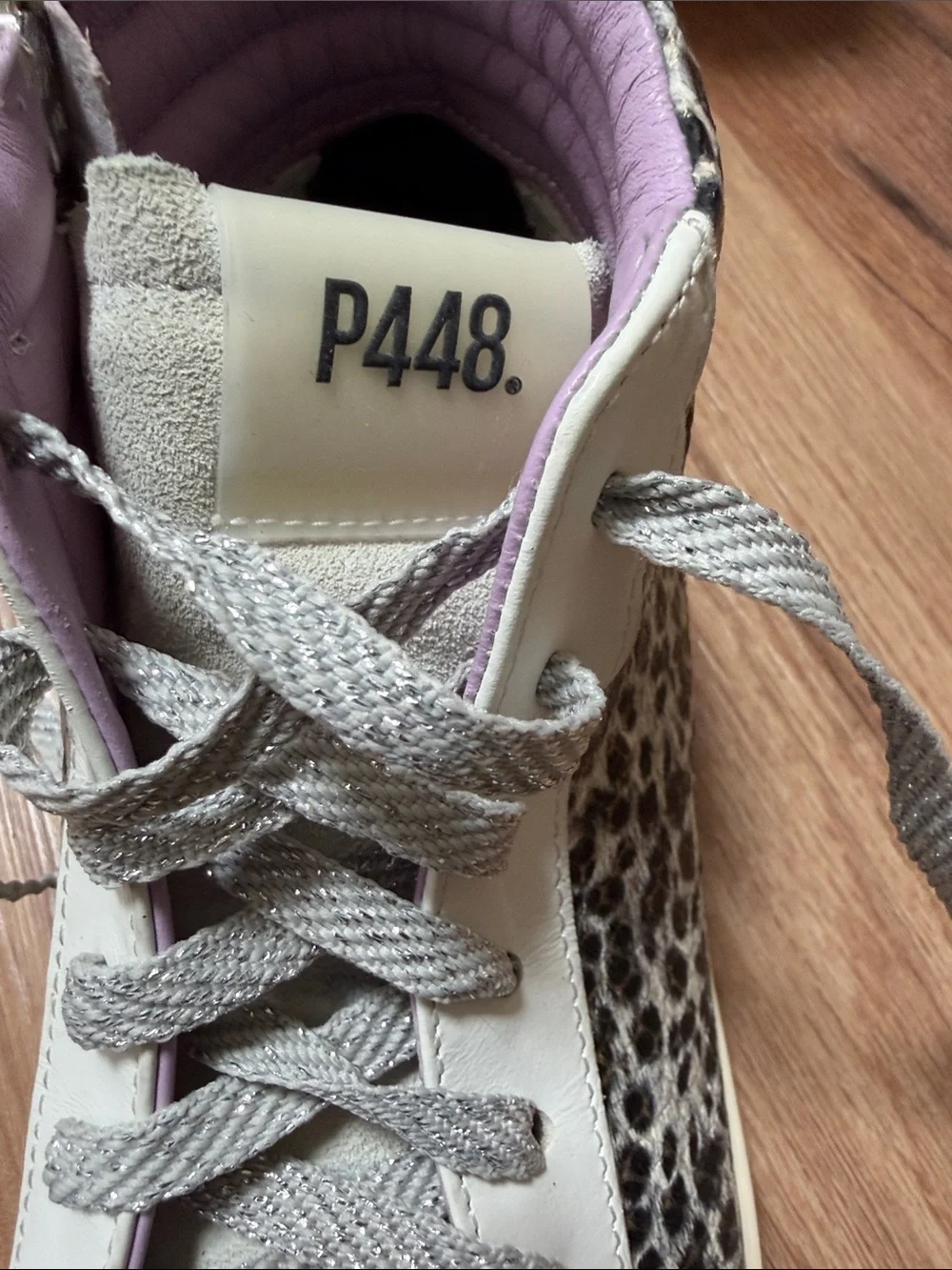 P448 Skate High-Top Women's Sneakers in Tam/Leo colorway , VGUC, size 8.5/9